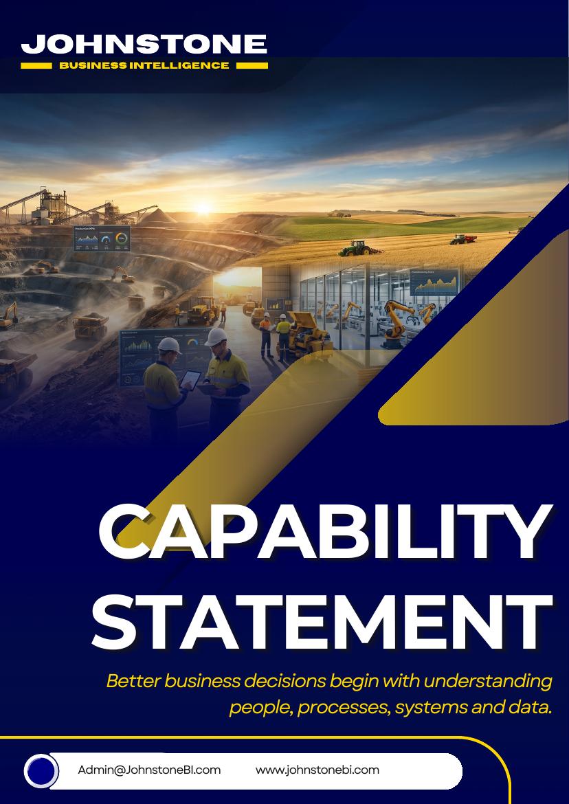 First page of the Johnstone Business Intelligence capability statement