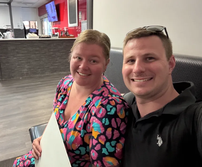 Ricky Johnstone with Jess during MS treatment